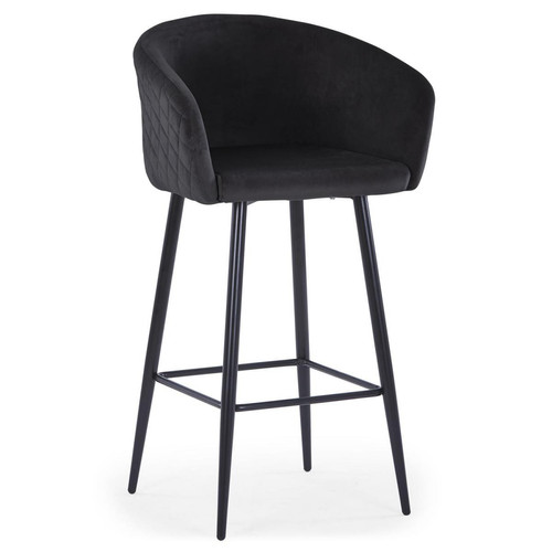 3S. x Home - Chaise de bar Velours Noir VENUS - Tabouret De Bar Design