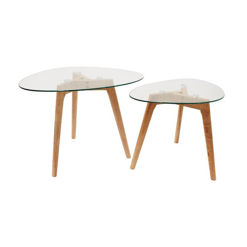 3S. x Home - Tables Gigognes Verre Chêne PETSAMO - Table Basse Design