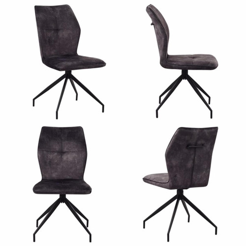 3S. x Home - Lot de 4 chaises JULES gris anthracite - Chaise Et Tabouret Et Banc Design