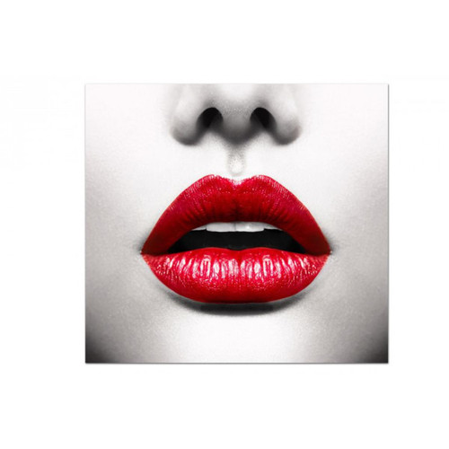 3S. x Home - Tableau Pop Visage de Femme avec Bouche Rouge 50X50 cm - Promo Meuble Et Déco Design