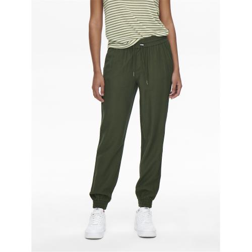 Pantalon taille moyenne vert en viscose Trix Only Mode femme