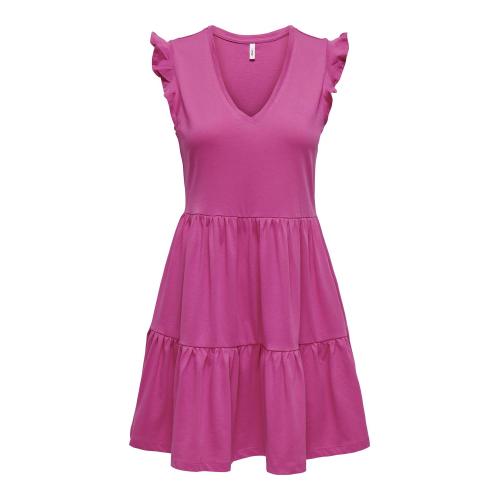 Only - Robe courte manches courtes rose foncé - Only