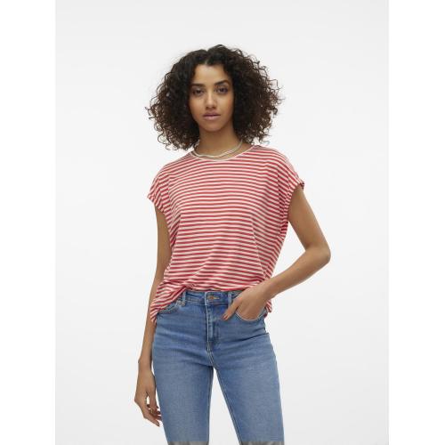 Vero Moda - T-shirt longueur regular col rond manches courtes rose - Promos vêtements femme