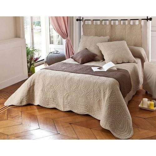 Becquet - Boutis ou couvre lit uni coton Becquet - Beige - Couvre lits jetes de lit 180 x 250 cm