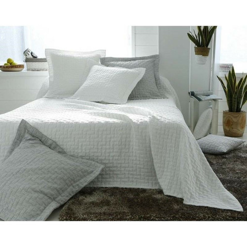 Becquet - Jeté de lit tissage jacquard floqué Becquet - Blanc - Couvre lits jetes de lit 180 x 250 cm