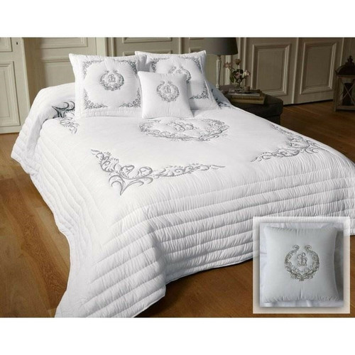 Becquet - Boutis ou jeté de canapé impression monogramme Becquet - Unique - Couvre lits jetes de lit 180 x 250 cm
