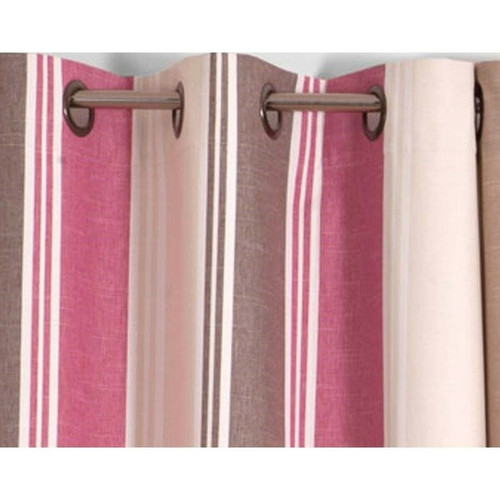 Becquet - Rideau à oeillets occultants thermiques aspect chambray rayé BECQUET - Rose - Promo Rideaux Et Voilages Design
