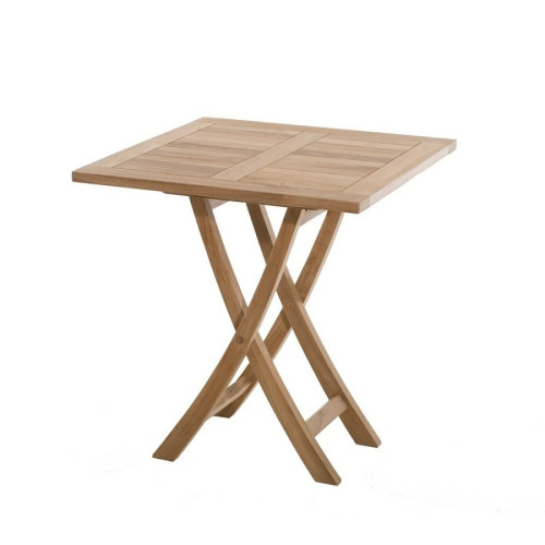 Macabane - Table carrée pliante 70 cm en teck massif - Teck - Table De Jardin Design
