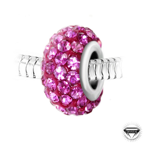 Charm perle pavé de cristaux roses et acier par SC Crystal Rose So Charm Bijoux Mode femme