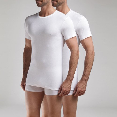 Dim Homme - Pack de 2 t-shirts homme col rond blancs - Dim