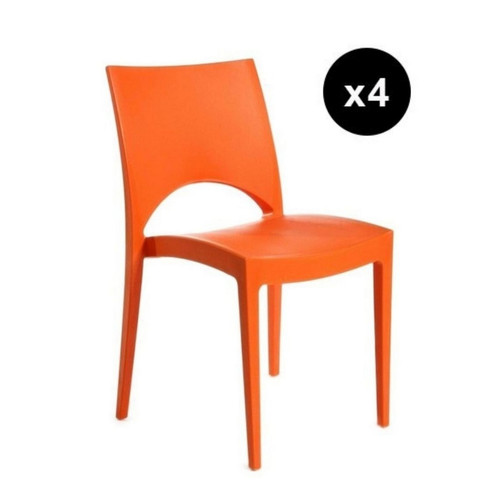 3S. x Home - Lot De 4 Chaises Design Orange Venise - Chaise Et Tabouret Et Banc Design