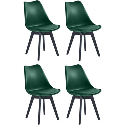 3S. x Home - Lot de 4 chaises scandinaves Pieds en bois Vert - Chaise Design