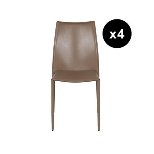 3S. x Home - Lot de 4 chaises en cuir sable - Chaise Et Tabouret Et Banc Design