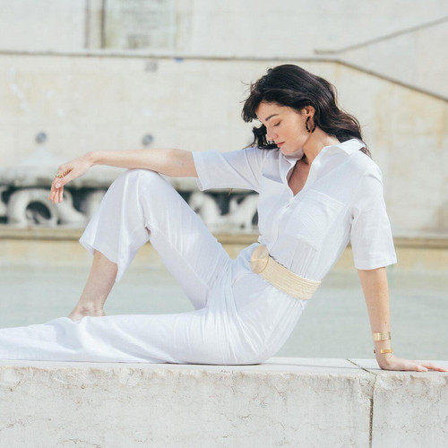 3S. x Réédition - Combinaison pantalon en Lin Alicia Réédition - Vetements femme blanc