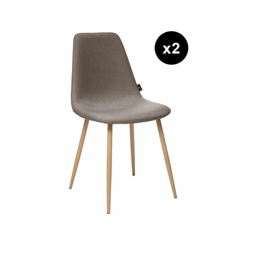 3S. x Home - Lot de 2 chaises taupe "Roka" - Chaise Design