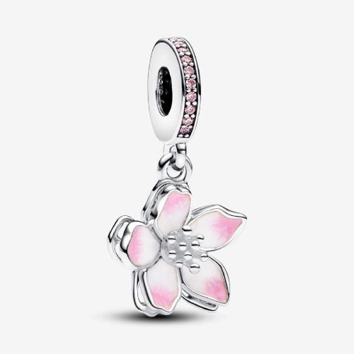 Charm fleur de cerisier en argent sterling avec zircons roses et émail rose Pandora Timeless  Rose Pandora Mode femme