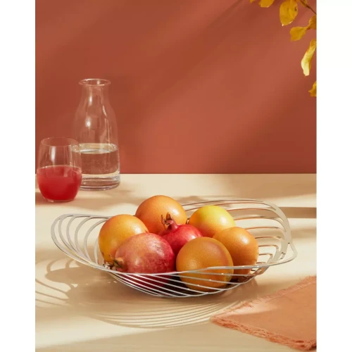 Alessi - Corbeille à fruits argentée en acier Elvira - La Salle A Manger Design